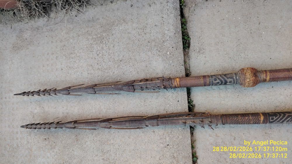 Vând trei sulițe melaneziene, prob. Papua Noua Guinee, Solomon Islands