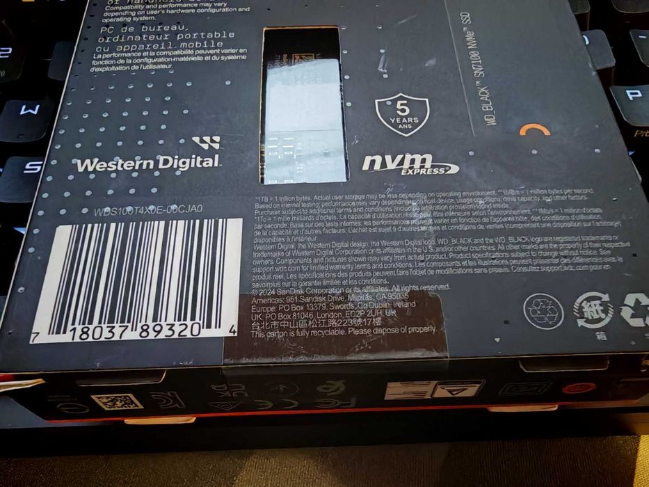 НОВ! Western Digital WD Black SN7100 1TB M.2 NVMe PCIe Gen 4x4