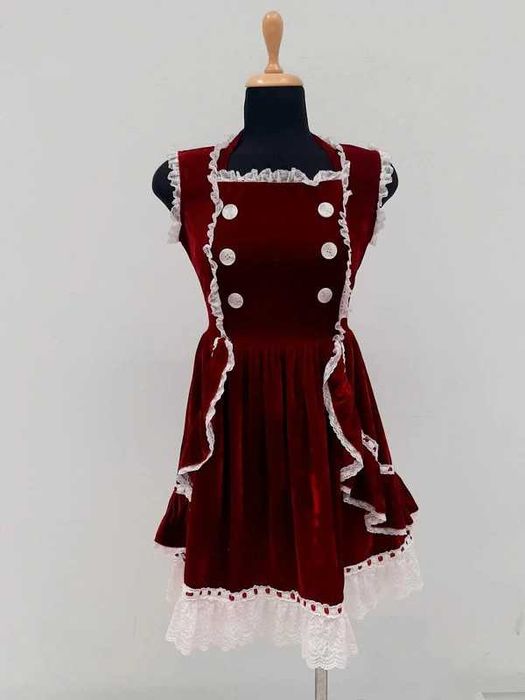 Rochie Antaina roșie din catifea de bumbac calitativa - cosplay Lolita