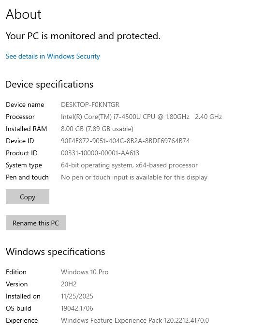 Laptop Acer i7 4500U 2.40Ghz