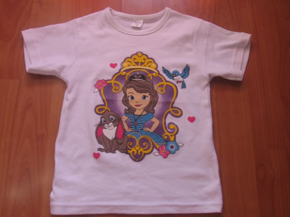 Tricou Printesa Sofia I, alb si roz, 6-12 ani, NOU