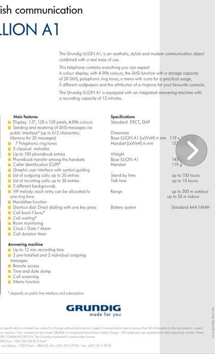 Telefon fix Grundig Illion 1