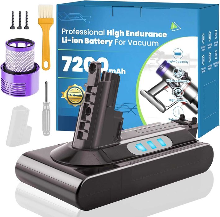 Резервна батерия 7200mAh за Dyson V10 / SV12 с филтър - НОВА