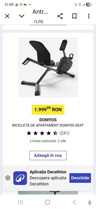 Bicicleta profesională electrică orizontală fitness - Transport inclus