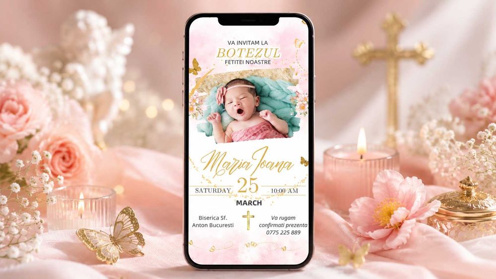 Invitații digitale de nuntă și botez personalizate