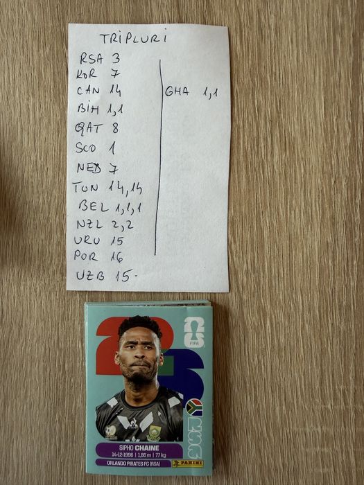 Set 100 dubluri panini, sticker cupa mondială 2026+20 tripluri+1 sticker Coca Cola