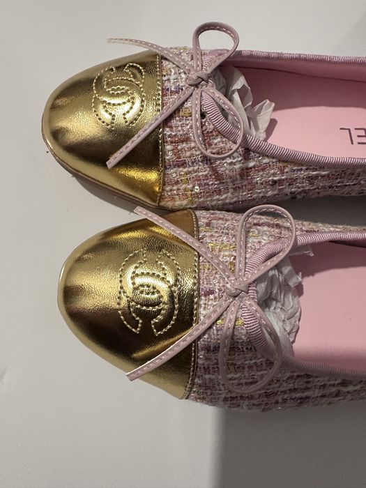 Gold Tweed Ballet Flats