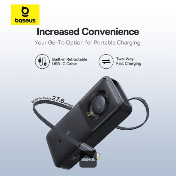 Baseus Free2Pull 20000mAh/65W Power Bank–мощност и удобство навсякъдe