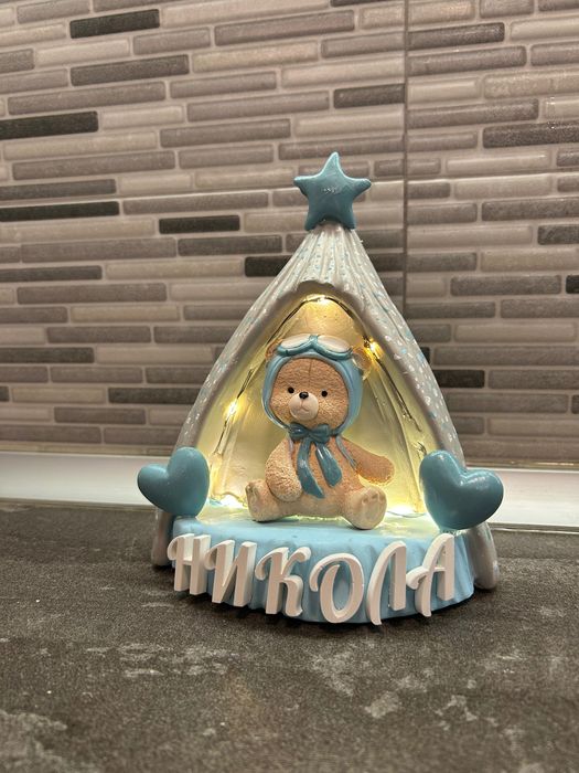 Персонализирана детска лампа с мече