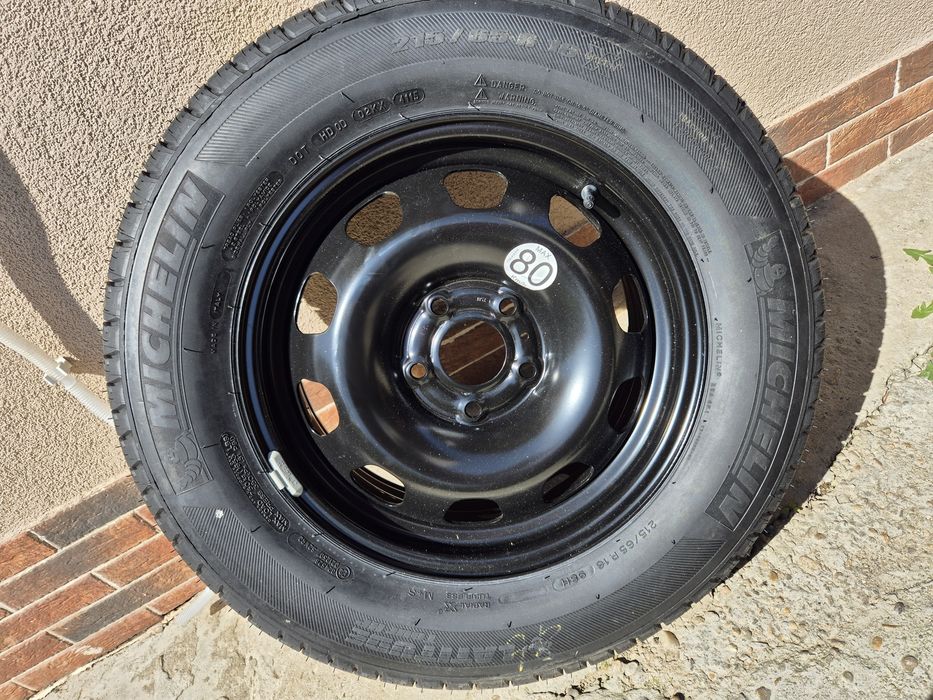Roata Janta de rezerva NOUA dacia Duster cauciuc michelin 215 65 16