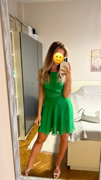 Зелена рокля за сватба, кръщене, рожден ден XS размер