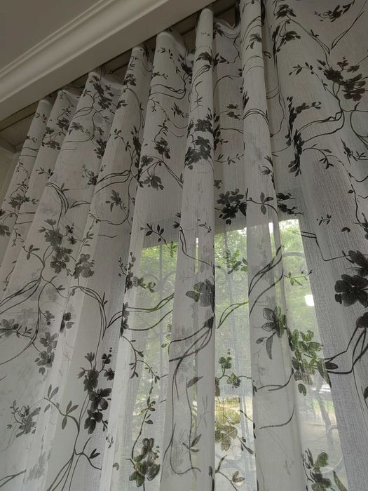 Тюли готовые 5м лен сакура шикарные