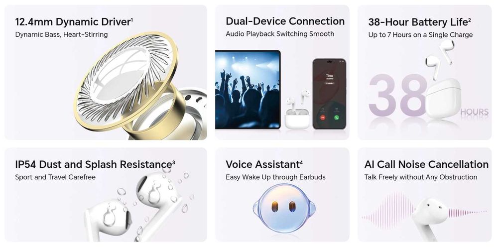 Casti wireless Honor Choice X7e cu Active Noice Cancelling - noi