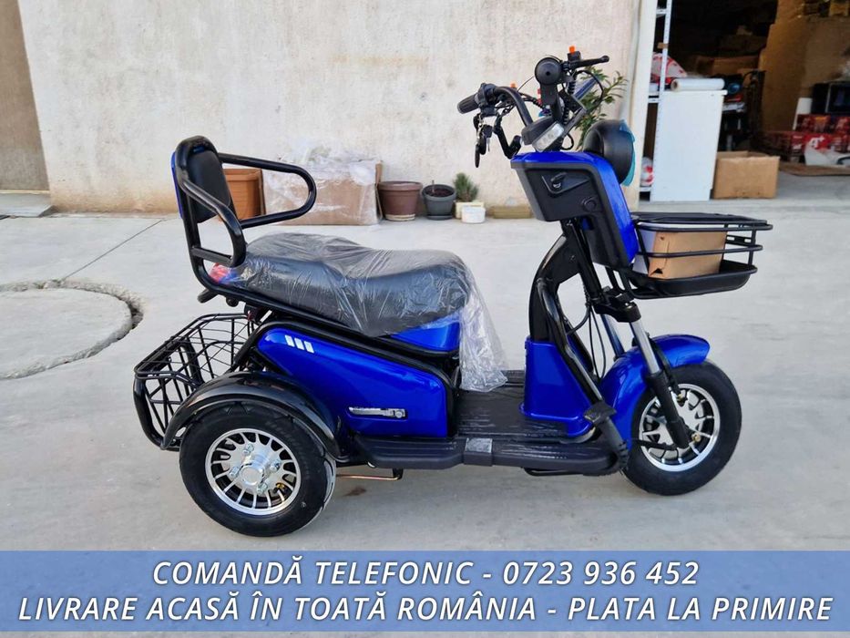 Tricicleta electrica 2 locuri (sa dubla) adulti si varstnici FARA PERMIS - OFERTA - Livrare GRATUITA acasa in toata Romania! - 60v20ah  FULL ECHIPATA!