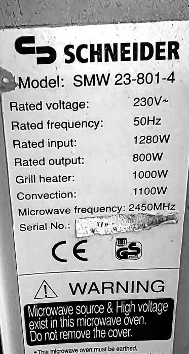 Микровълнова Schneider 1200w