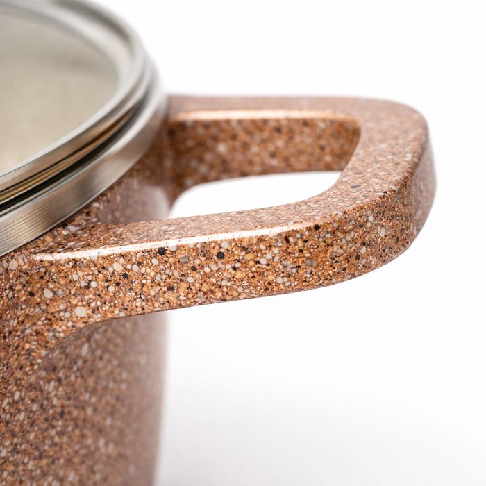 Set oale granit 6 piese cu capac sticla, vase gatit cu invelis granit antiaderent, ceramica, 32-40 cm, rezistente