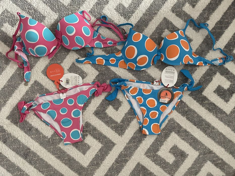 Costum baie XS,S,M,sutien push-up,alb,corai,roz,portocaliu,albastru