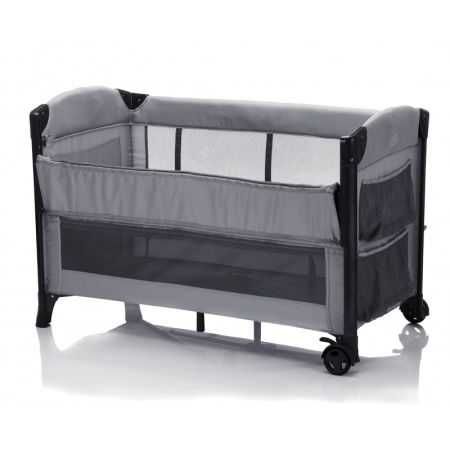 pat bebe  pliabil cu laterala culisabila, 60x120 cm, Gri, Fillikid