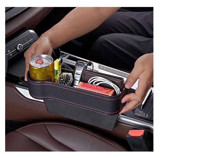 Органайзер- Поставка за чаши и телефон кожено покрит за Кола А-3600