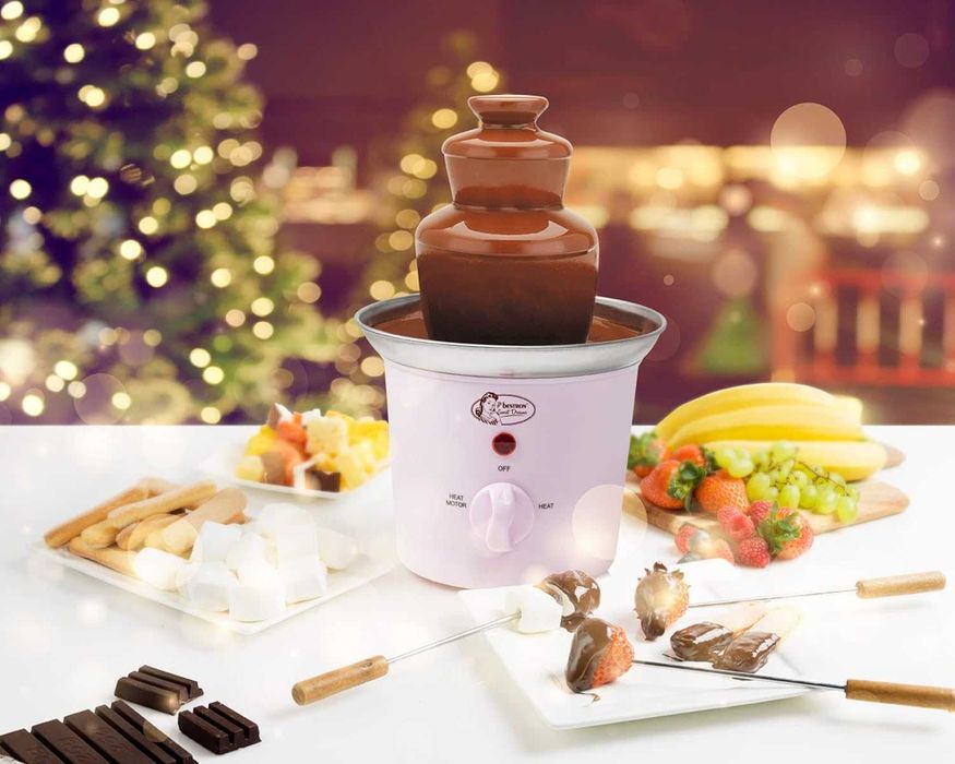 Шоколадов фонтан Bestron, 3 нива розов, 15,5x15,5x24,5см 60W