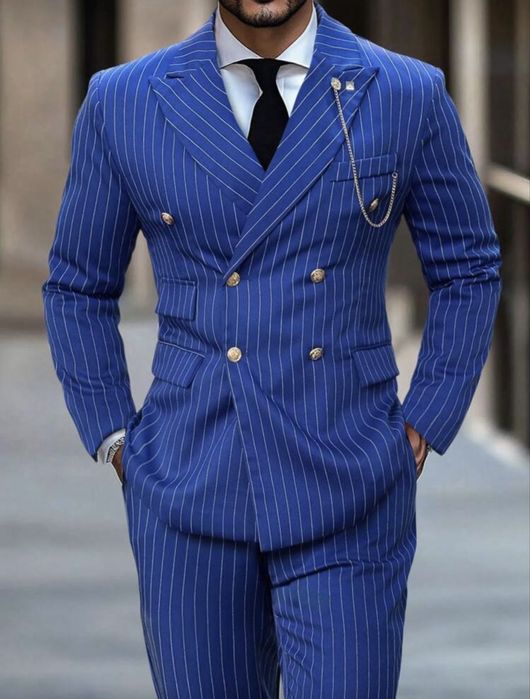 Костюм двуредово закопчаване - размер 54 royal blue