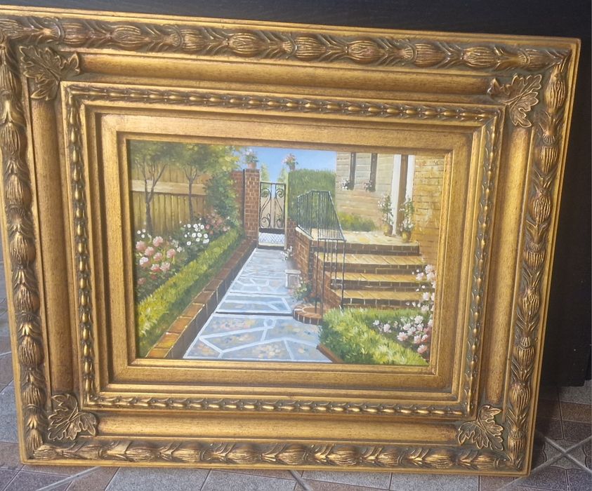 Tablou cu rama masiva din lemn