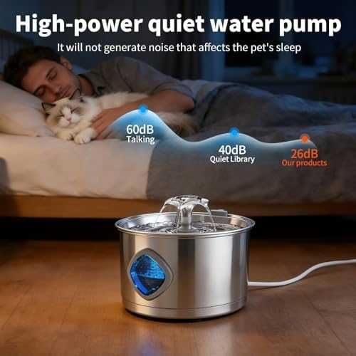 Нов Котешки фонтан 2.8L от неръждаема стомана тиха помпа за вода котка