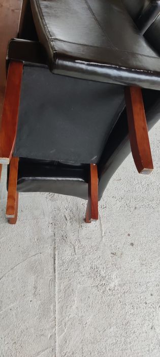 Scaune living sufragerie lemn masiv și piele ecologică
