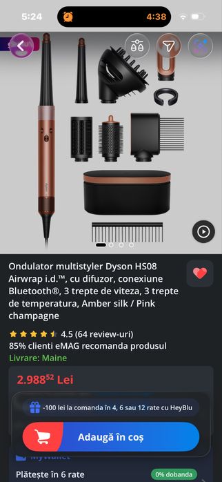 Vand Ondulator multistyler Dyson HS08 Airwrap i.d.™, cu difuzo
