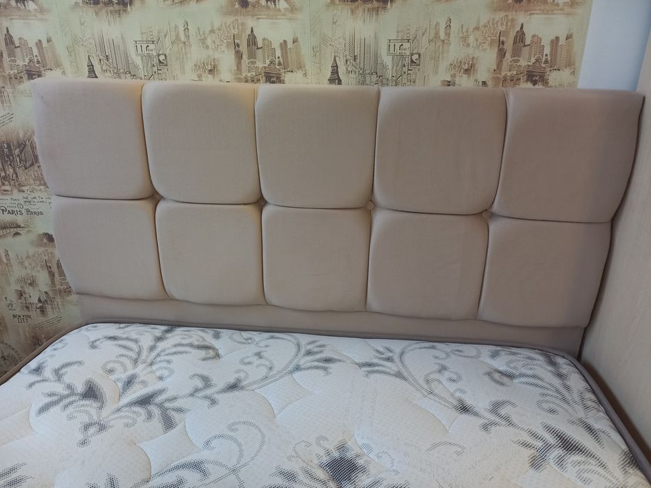 Pat Tapitat SERRA+Saltea 120x200 Cadru+somiere metalice