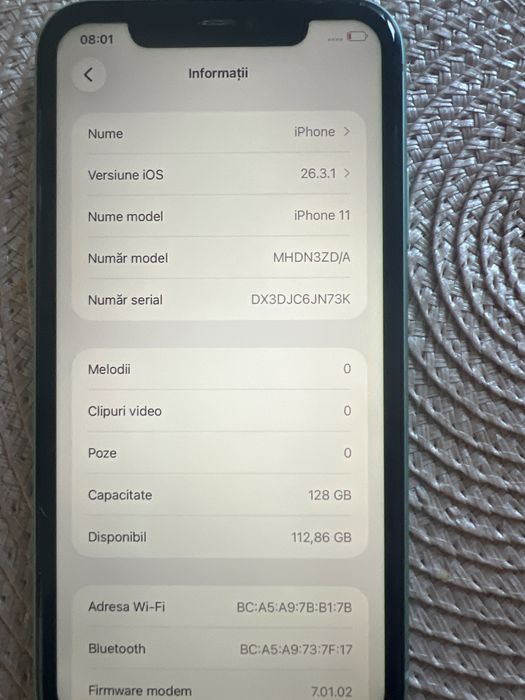 Iphone 11 de 128 baterie 85%