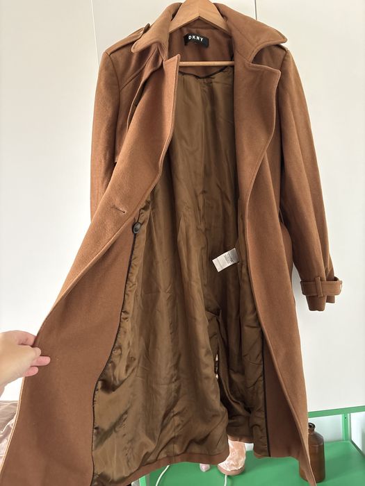 dkny trench палто, вълна, кафяв, размер 8(38-40)