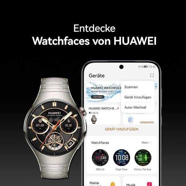 Нов Смарт Водоустойчив Часовник Huawei Watch 5, Rates-L19F, Черен, 2 години Гаранция
