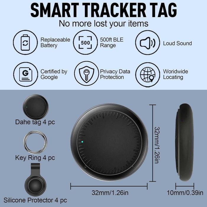 Android Air Tracker, 4 броя Android Smart Tag, Работи с приложението Google Where is, Bluetooth