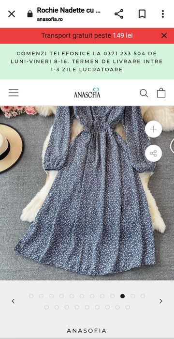 Rochie albastra cu floricele albe, mar 38/S-M