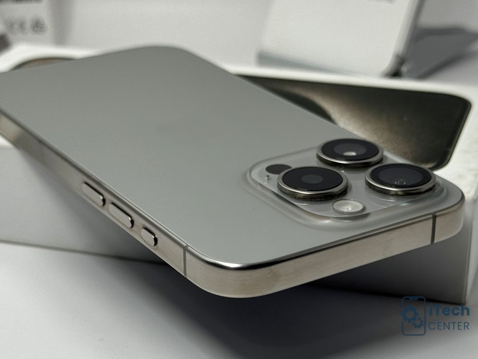iPhone 15 Pro, 256GB, Natural Titanium, 100% батерия, КАТО НОВ, 1г. ГАРАНЦИЯ!