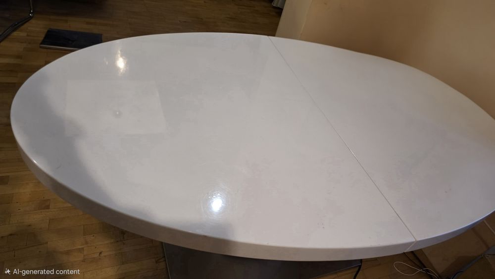 Елипсовидна разтегателна трапезна маса бял лак | Като нова