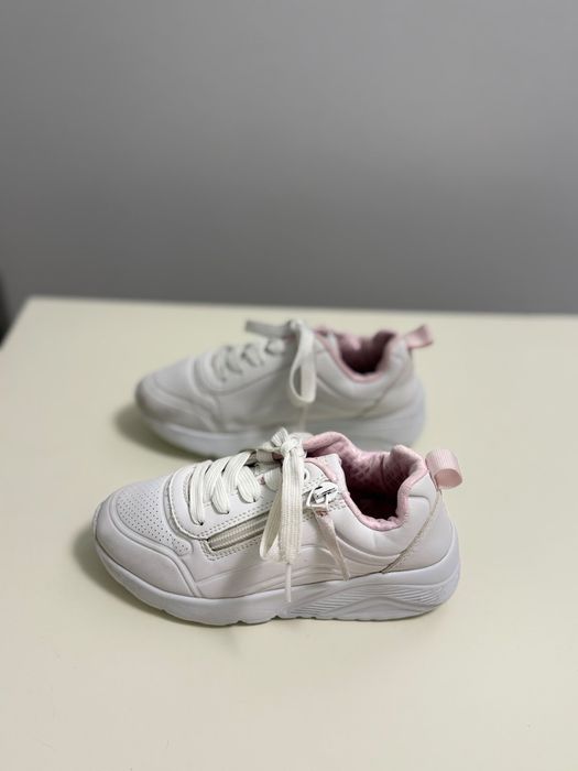 Skechers adidași sport albi fete cu fermoar și șireturi, mărimea 30 (19 cm)