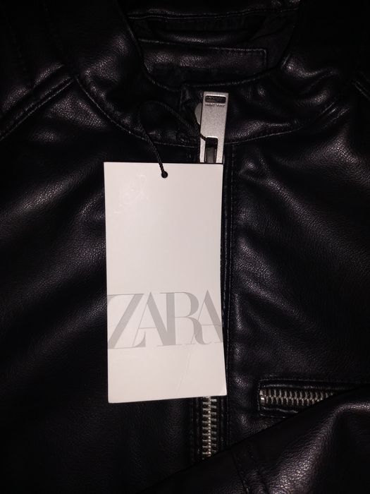 Geaca de piele neagra Zara S pentru barbati