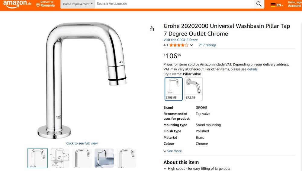 Grohe Universal - Ventil stativ universal, crom 20202000