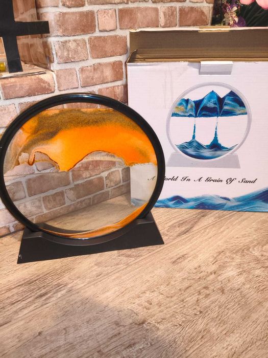 decor birou aoderun – clepsidră 3d cu nisip, 28 cm, portocaliu