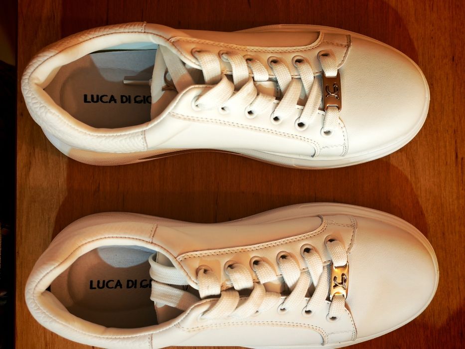 Adidasi piele alba unisex Luca di Gioia 40