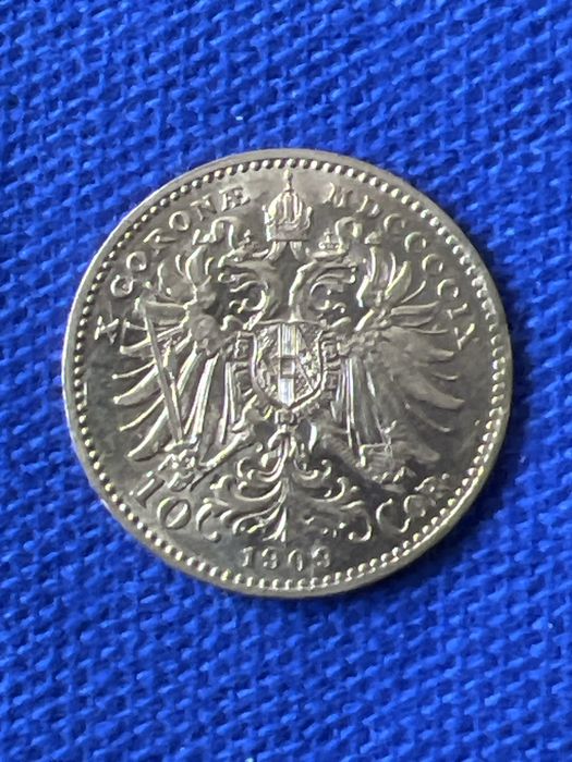 Moneda aur 10 Corona 1911 (coroana), 3,38 gr, 22 karate, Franz Iosef