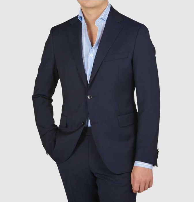 Sacou blazer de lux 52 XL slim Eduard Dressler lana super 130's negru