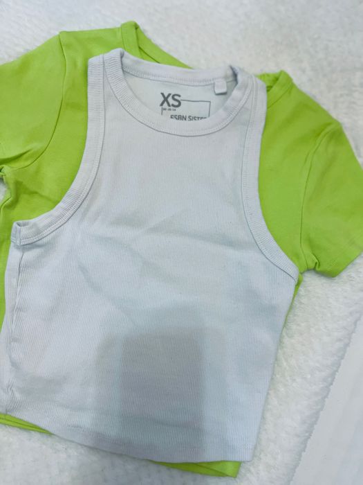 Pantaloni scurți Blugi fete 11 -12 ani + bonus tricou verde + 2 bluzițe alb și roz