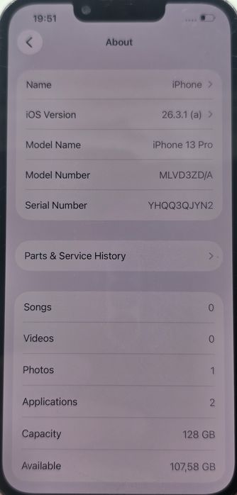 Iphone 13 pro, Sierra Blue, 128gb, 96% sanatate baterie, liber de retea