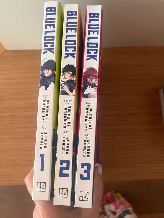 Manga books Demon Slayer, BlueLock, One Punch Man, DragonBall and Moriaty