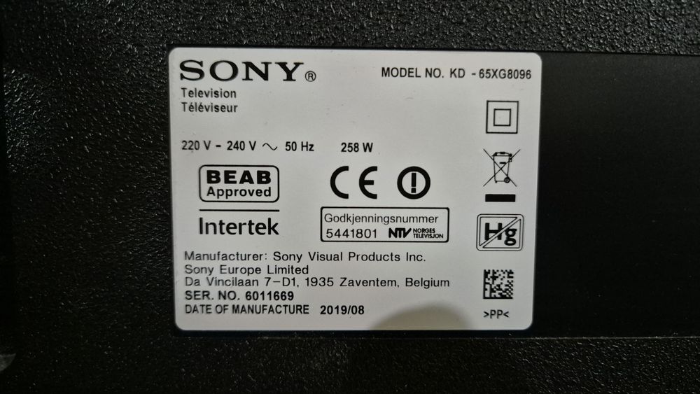 Sony KD-65XG8096 Android, 4k, UltraHD, Smart, WiFi, LED