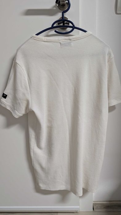 Bershka Tricou Alb Texturat Waffle