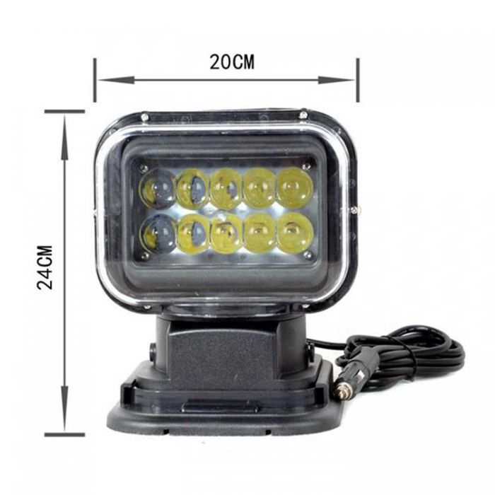 LED диоден боен фар с дистанционно, 24 см, 50 W
